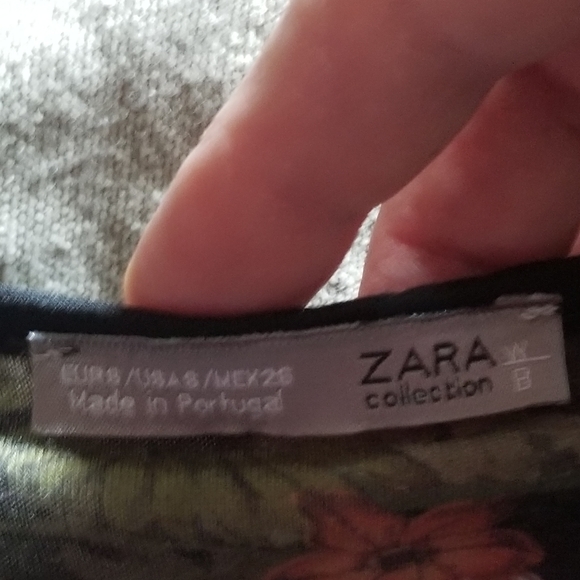 Zara green floral stretch tunic size S - Picture 3 of 3